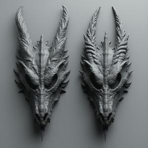 Dragon Demon Skull Mask Bits Set for Wargaming Miniatures