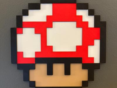 8bit Mario Mushroom Wall Art
