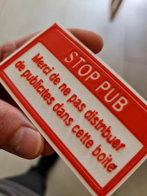 Encart "Stop Pub" à coller (double face) sur BAL