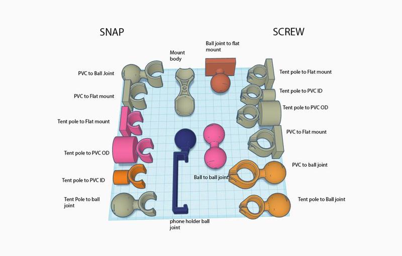 Ball joint mounts for grow tent