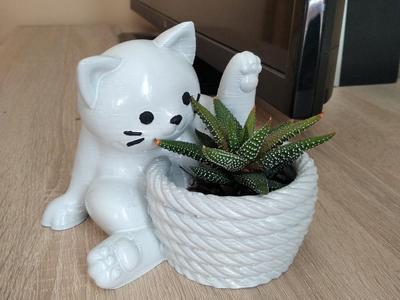 Cat Planter – Whimsical Kitty Holding a Pot