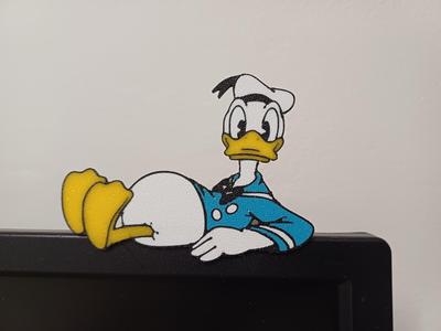 Donald Duck on monitor with stand