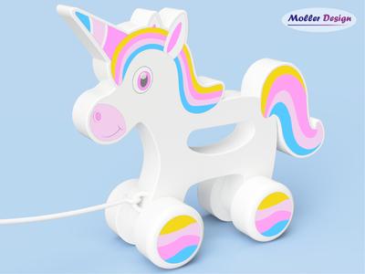 Unicorn pull along toy