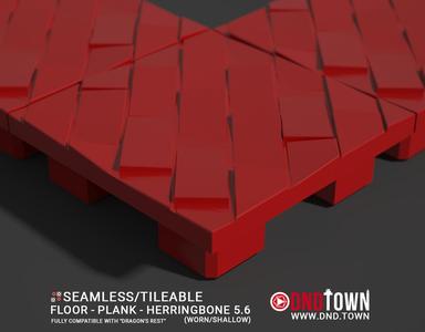 3D Modular Dungeon Tile: Floor - Plank - Herringbone 5.6 (WORN/SHALLOW) - DnD Town Minis (www.dnd.town)
