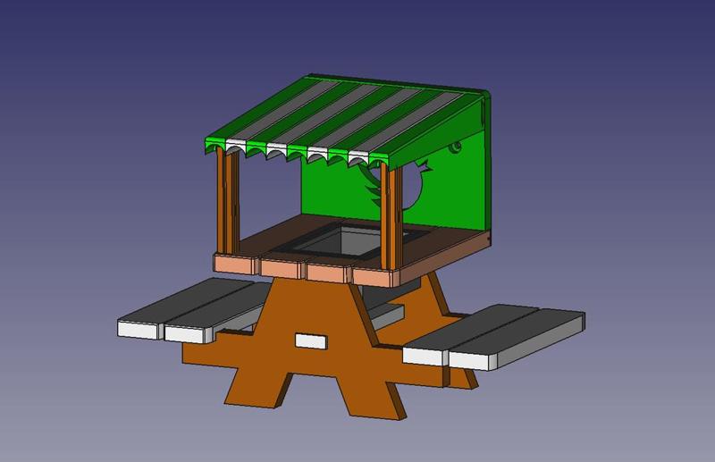 Picknicktafel met luifel voor vogels