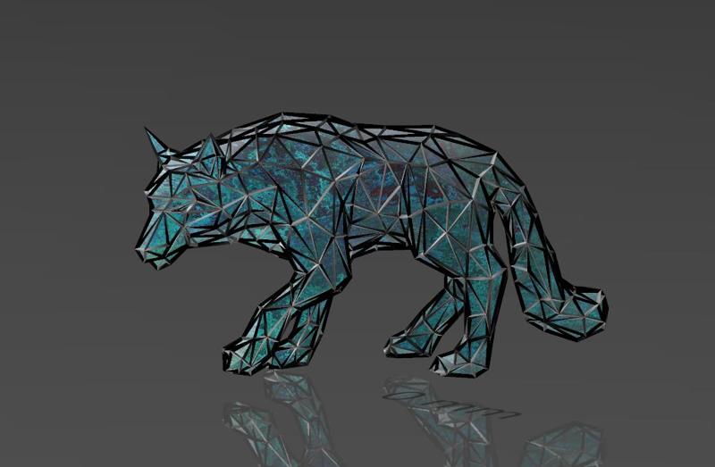 Lonely Wolf - Low Voronoi Style - Single Spider Web - LowPoly - Perfect Design - Easy Print - Decor