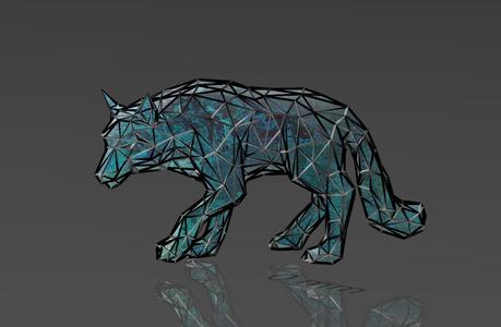 Lonely Wolf - Low Voronoi Style - Single Spider Web - LowPoly - Perfect Design - Easy Print - Decor