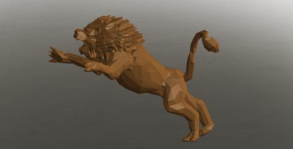 Roaring Courage Lion  - Low Poly - Excellent Design - Decor