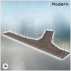 Set of modular paved streets with sidewalks and urban streetlights (5) - Modern WW2 WW1 World War Diaroma Wargaming RPG Mini Hobby