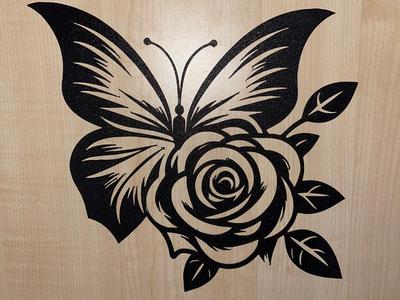 Butterfly wall decoration with rose