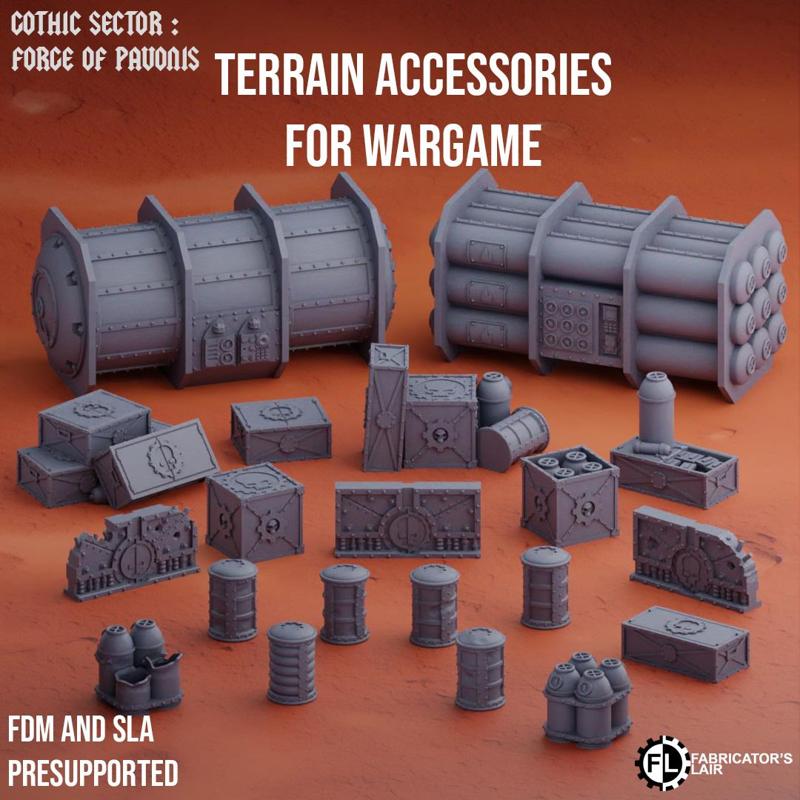 Terrain accessories for wargame - Grimdark Industrial