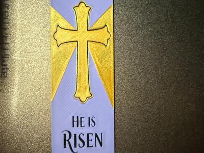 Easter He is Risen Cross Bookmark Hueforge