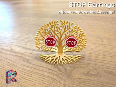 STOP Earrings with an empowering Message