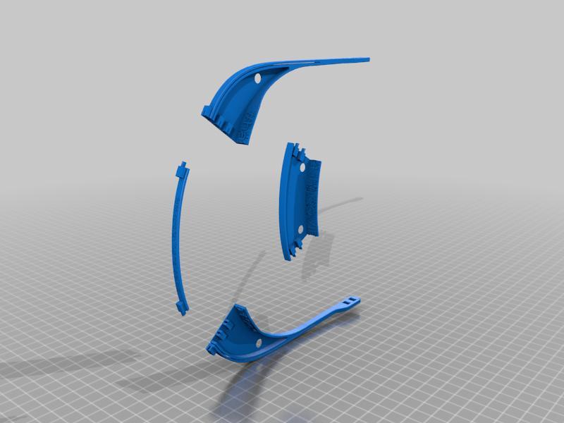 Face shield support divided in 4 parts