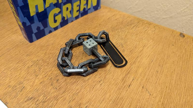 D6 on a chain bookmark