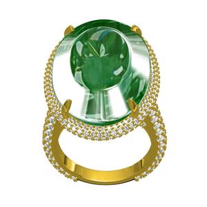 Green Oval Stone Diamond Cocktail Ring