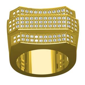 Round Diamond Three Row Pave Setting Wedding Ring for Men
