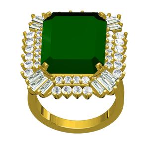 Antique Vintage Green Emerald Engagement Ring