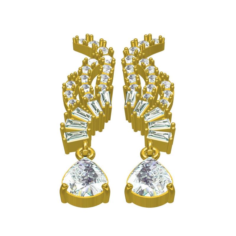 Pear Cut Diamond Drop and Dangle Stud Earring
