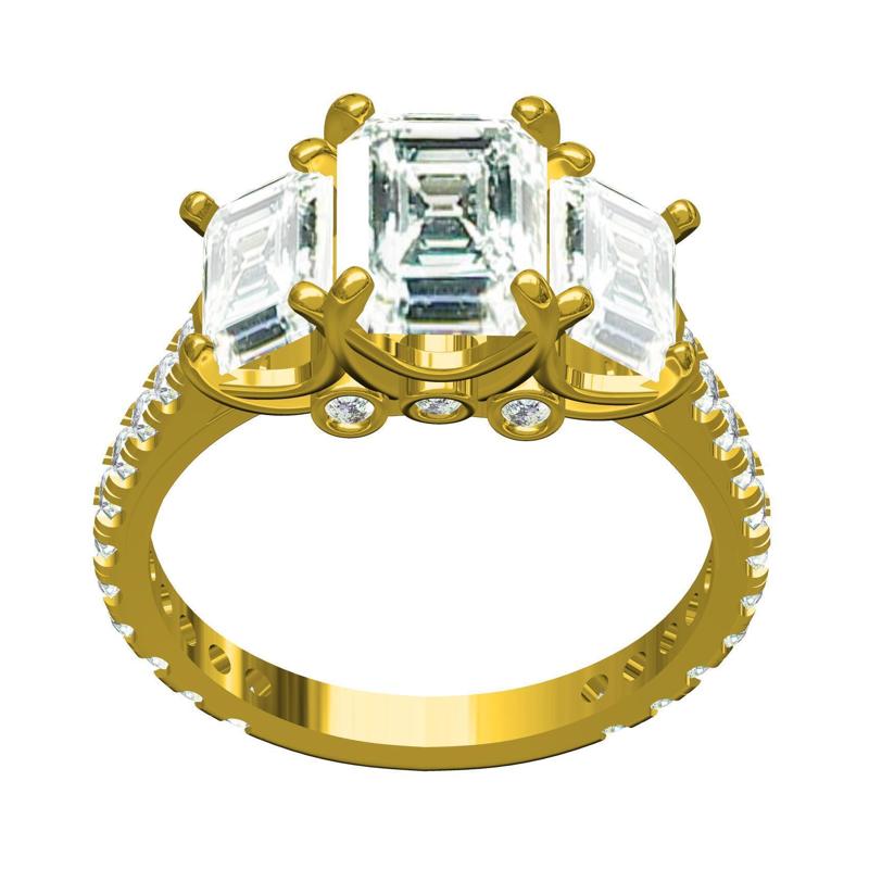 Three Stone Vintage Style Engagement Ring
