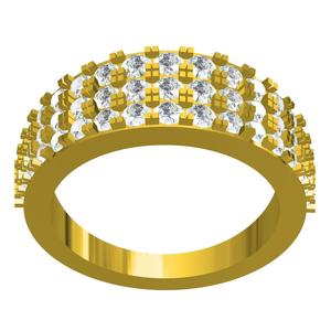 Three Row Diamond Micro Prong Setting Engagement Ring