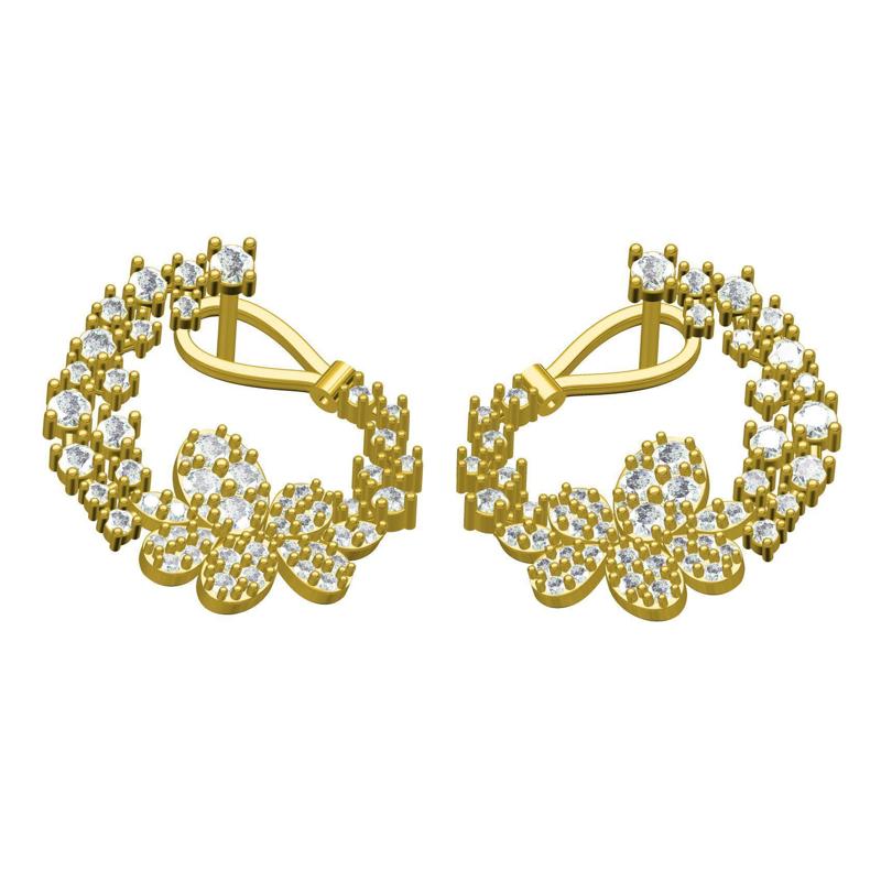 Antique Flower Branch Diamond Earring