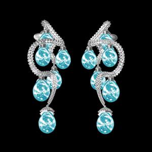 Antique Flower Branch Pearl Drop Long Earring