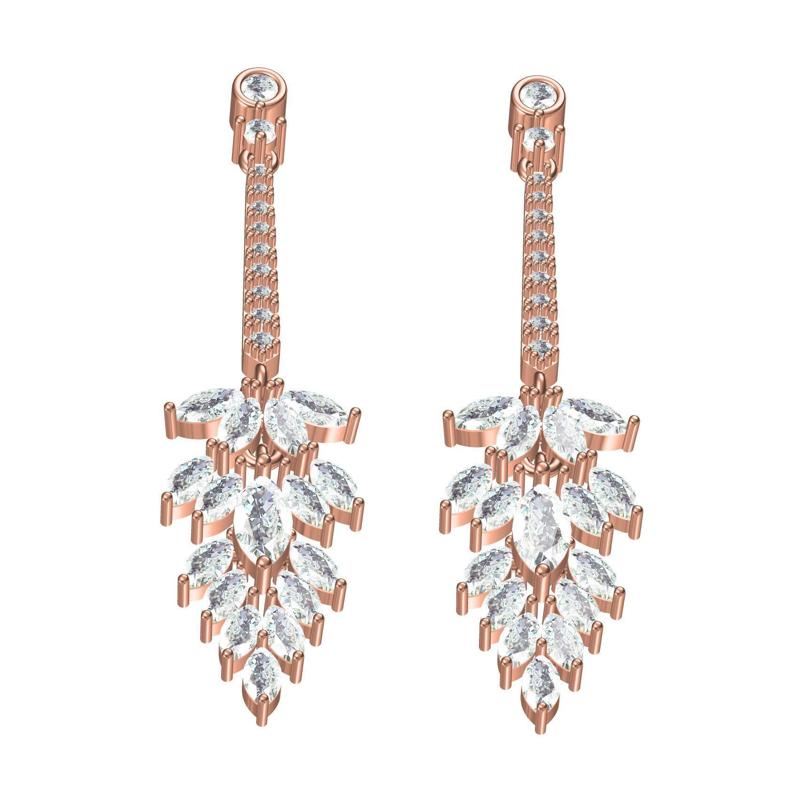 Art Deco Marquise Diamond Long Drop Earring