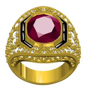 Ruby Oval Stone Vintage Style Engagement Ring