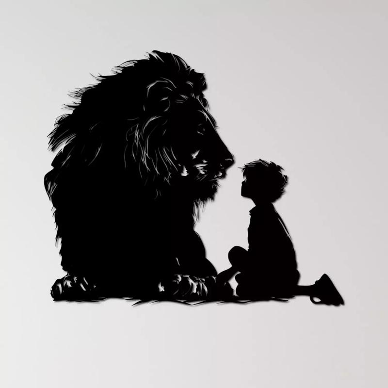 Kid and a Lion Wall Art
