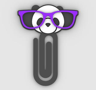 panda bear with glasses - Paper clip, bookmark - 3MF pre-painted , STL