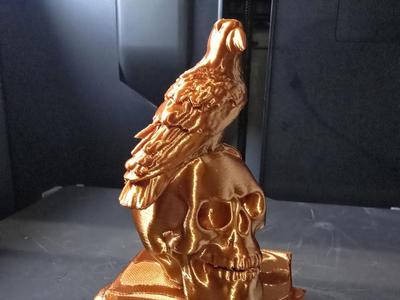 Halloween Raven perch stack with skull