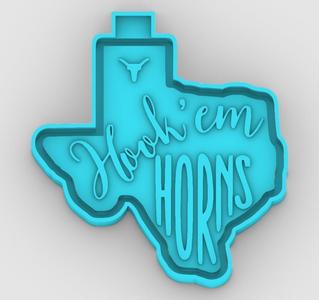 Hook Em Horns - Texas Map - freshie mold - STL for silicone mold