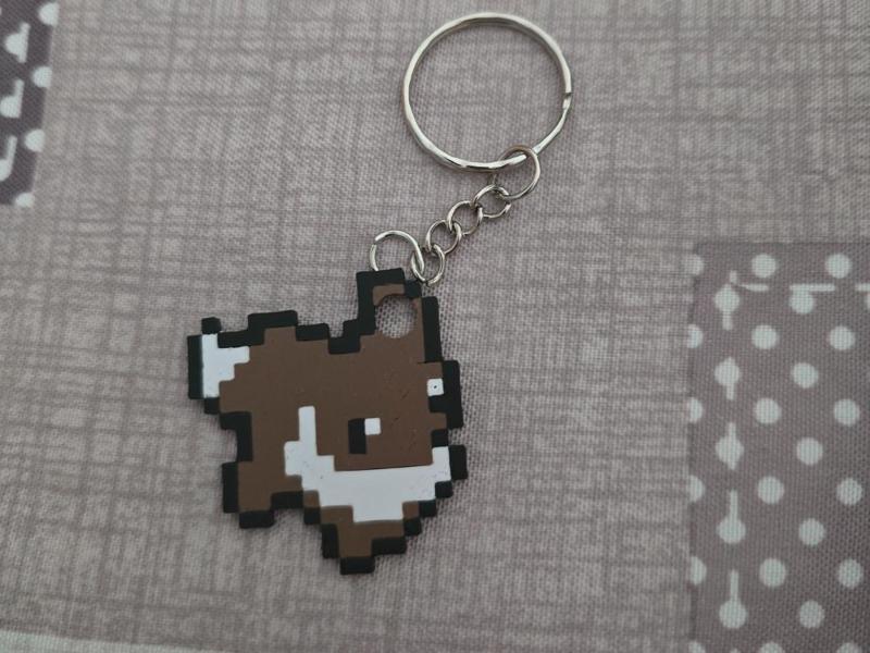 Pixel Art Pokemon Eevee Minimalist Keychain Design