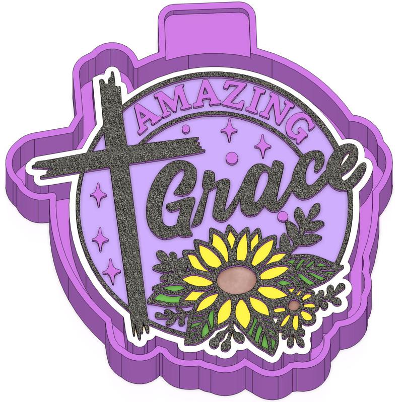 Amazing Grace and Cross Freshie STL Mold Housing