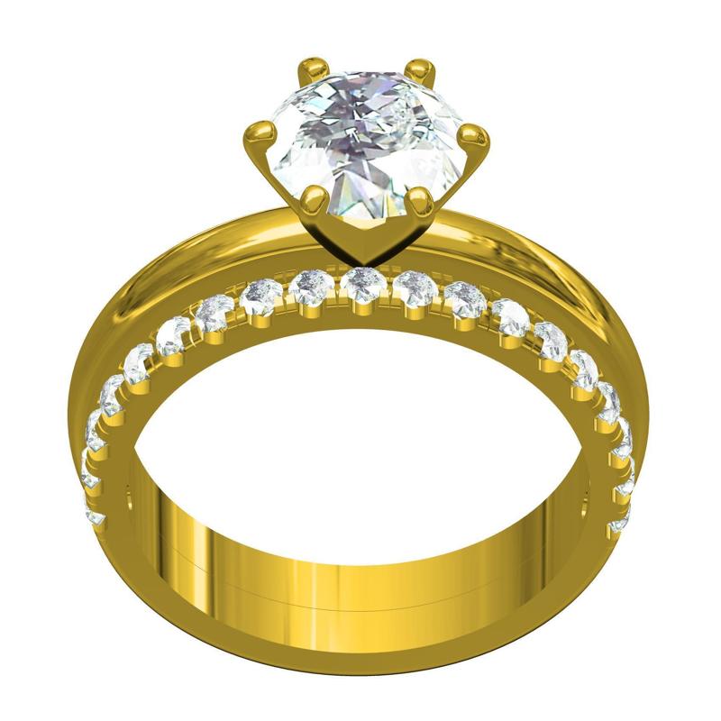 Single Stone Silitaire Ring with Band