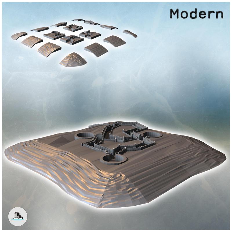 Tray Trench Array Set with Artillery Firing Locations (16) - Modern WW2 WW1 World War Diaroma Wargaming RPG Mini Hobby