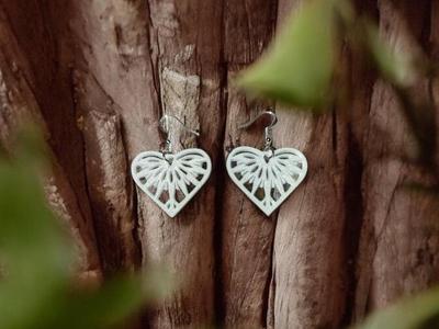 White heart earrings