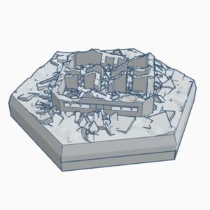Sci-Fi Destroyed Building 14 Hex Map Scale HMSSFD014