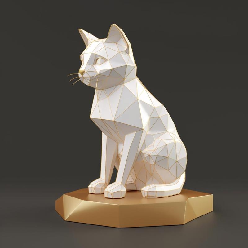 AI-Generated Low-Poly Cat