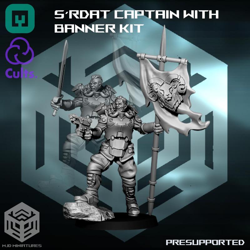 s'rdat Captain with banner - Space guard - presupported kit - scifi infantry