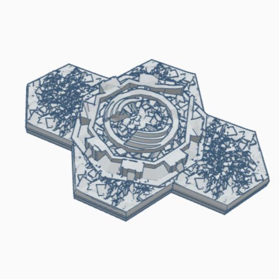 Destroyed Armored Silo with Hex Base MilDHB003