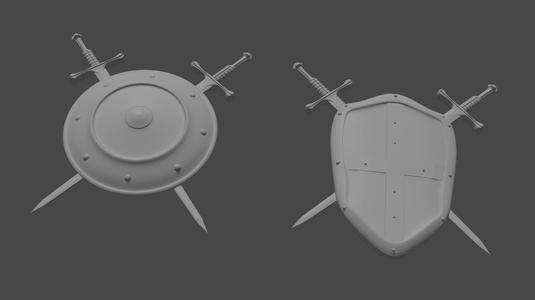 Decorative sword and shields