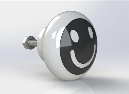 Dresser handle - Smiley inlay round version