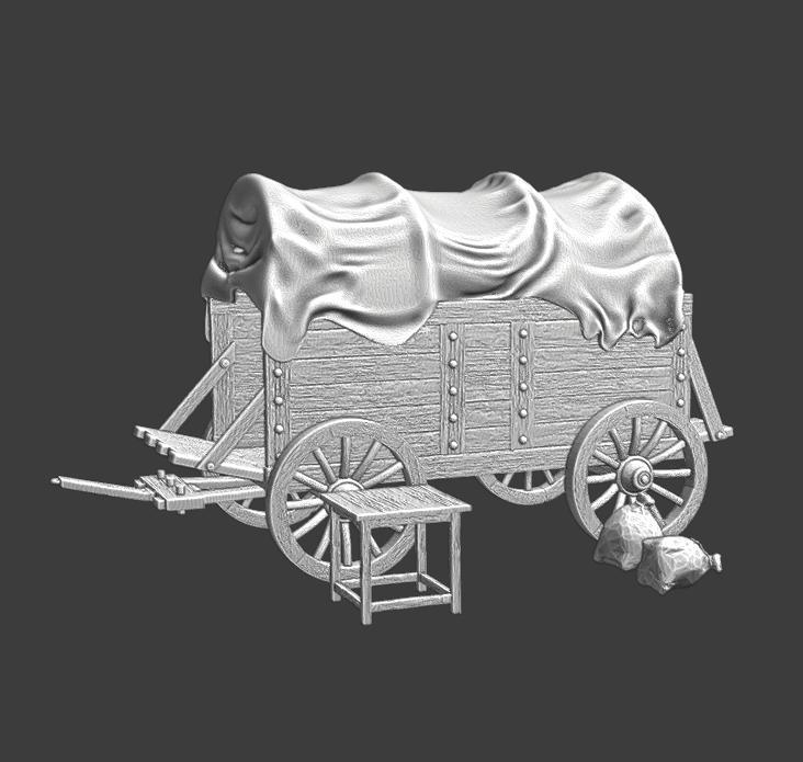Medieval wagon scene - wargaming