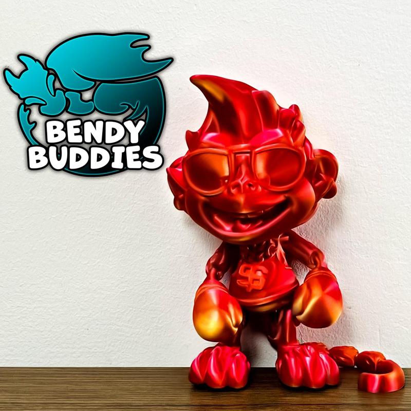 Monkey Puckbo Boxer Glasses and Chain / Ape Articulated / Print-in-Place Creature / Cute Beast / Fantasy World Beast