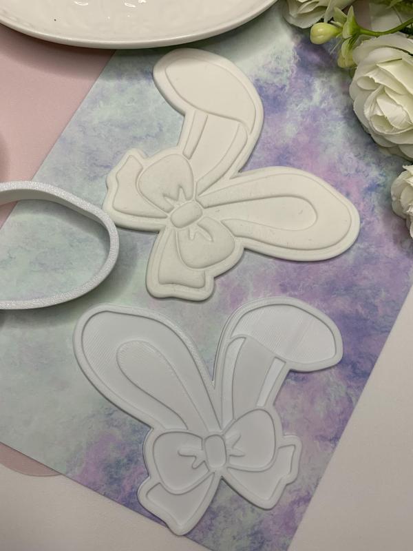 Easter Bunny Ears Bow Cookie Cutter And Stamp
