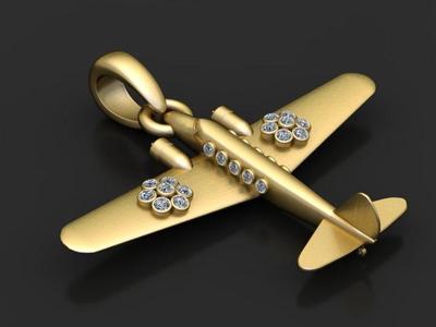 Gold airplane pendant 3D printable model