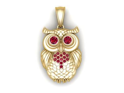 gemstone owl pendant 3d printable model