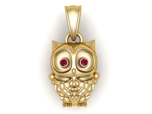 GOLD OWL PENDANT 3D PRINTABLE MODEL